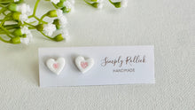 Load image into Gallery viewer, White Glitter Heart Studs
