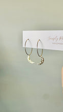 Load image into Gallery viewer, Gold Moon Ear Wire Hoops
