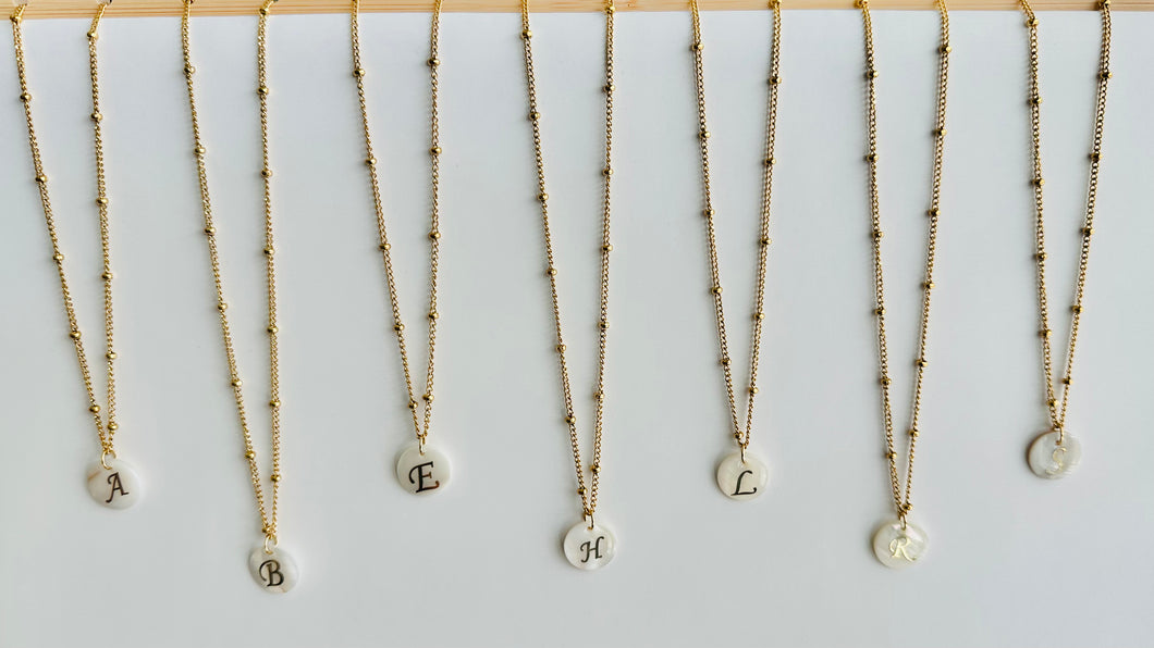 Mother of Pearl Initial Necklaces
